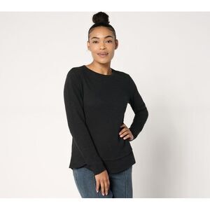 Studio Park Women's Top Plus Sz 1X x Amy Stran Slub Knit Long Black A667582